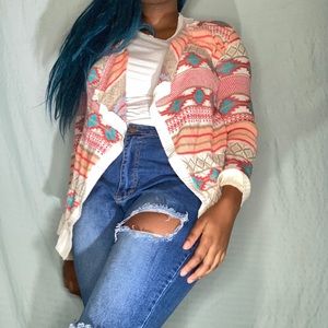 Multi colored asymmetrical cardigan
